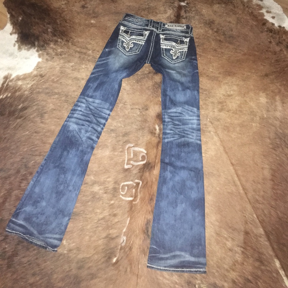 NWOT RARE Kai Rock Revival Silver Bling Jeans 25 - Picture 3 of 4